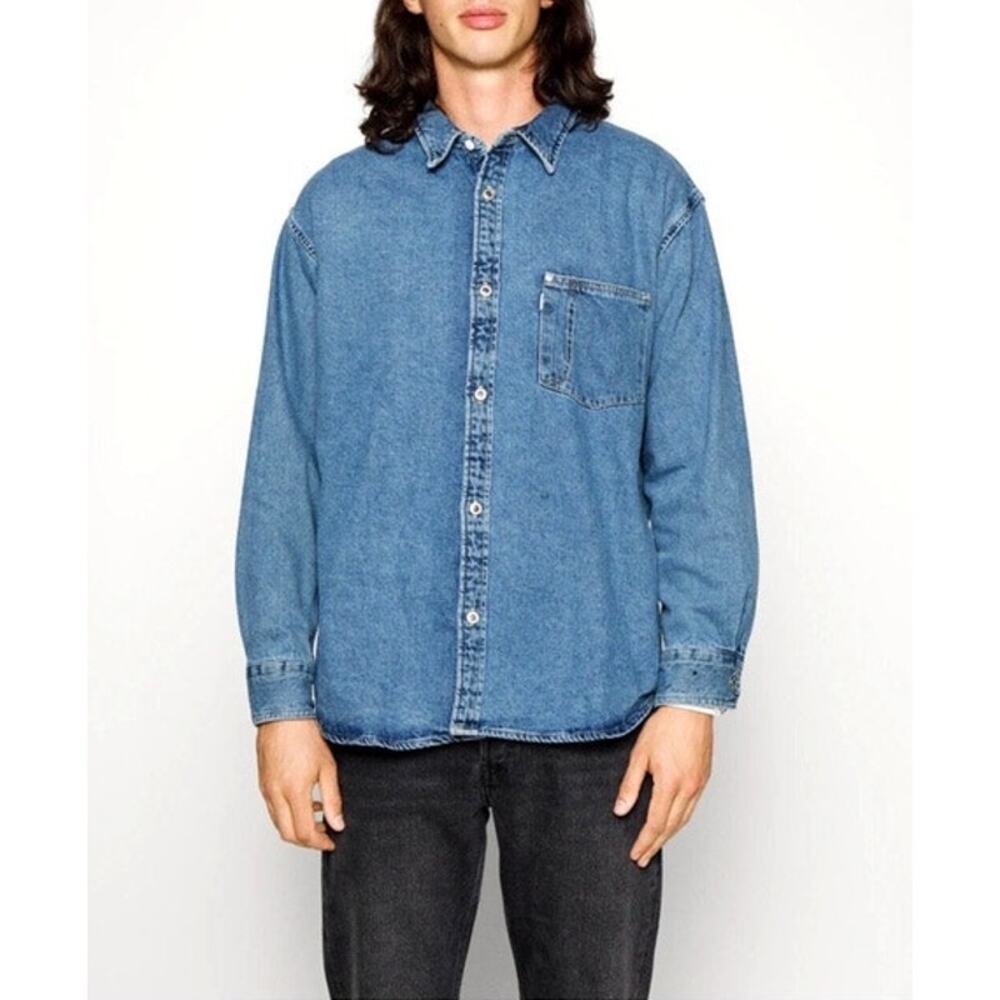 Croft & Barrow Shirt Men XL Blue Denim Casual Button Down Long Sleeve Collared